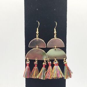 14K Gold Plated Two Tier Multicolored Earrings